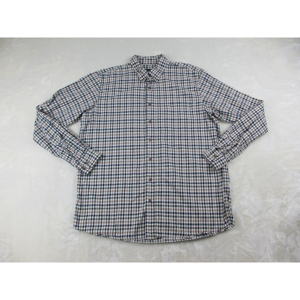 Eddie Bauer Shirt Mens Large‎ Tall Brown Plaid Long Sleeve Button Up Casual
